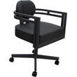 Swivel Metal Dining Caster Chair - Madir - Gray Vinyl - Gray Frame