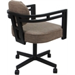 Swivel Metal Dining Caster Chair - Madir - Basin Beige Fabric - Black