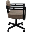 Swivel Metal Dining Caster Chair - Madir - Basin Beige Fabric - Black