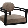 Swivel Metal Dining Caster Chair - Madir - Basin Beige Fabric - Black
