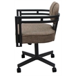 Swivel Metal Dining Caster Chair - Madir - Basin Beige Fabric - Black