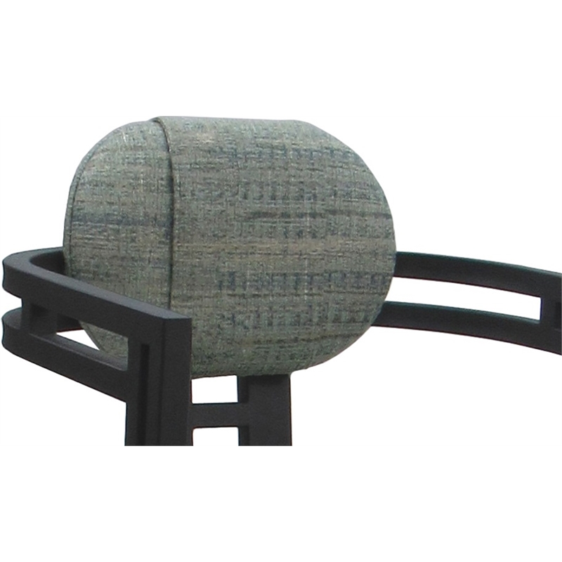Swivel Metal Dining Caster Chair - Madir - Watusi Aquatint Teal Fabric - Black