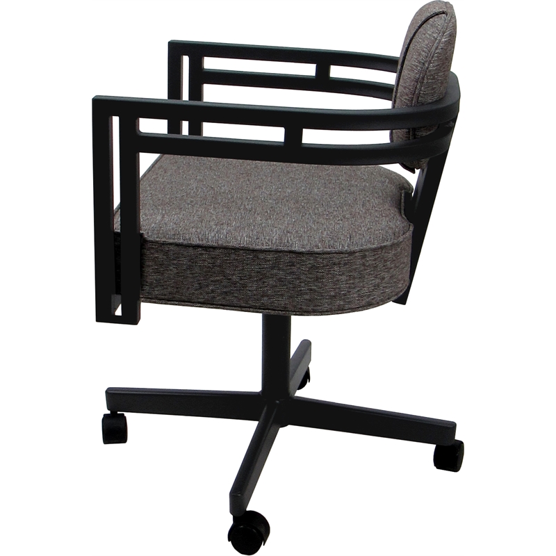 Swivel Metal Dining Caster Chair - Madir - Mojave Gray Fabric - Gray