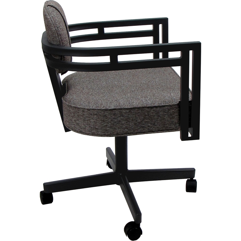 Swivel Metal Dining Caster Chair - Madir - Mojave Gray Fabric - Gray
