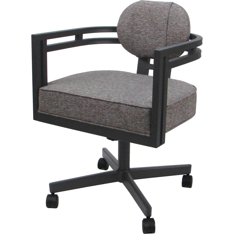 Swivel Metal Dining Caster Chair - Madir - Mojave Gray Fabric - Gray