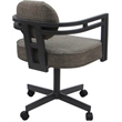 Swivel Metal Dining Caster Chair - Madir - Plumley Cocoa Fabric - Gray