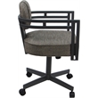 Swivel Metal Dining Caster Chair - Madir - Plumley Cocoa Fabric - Gray