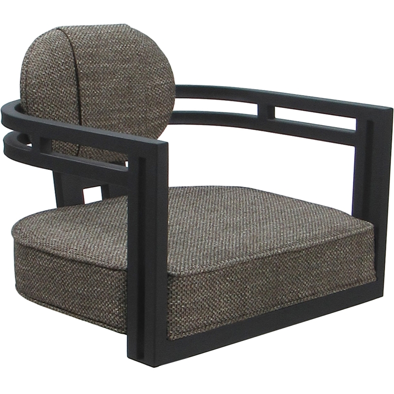 Swivel Metal Dining Caster Chair - Madir - Plumley Cocoa Fabric - Gray