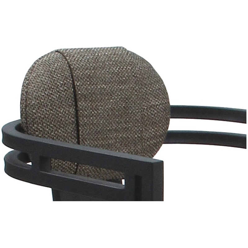 Swivel Metal Dining Caster Chair - Madir - Plumley Cocoa Fabric - Gray