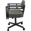 Swivel Metal Dining Caster Chair - Madir - Plumley Cocoa Fabric - Gray