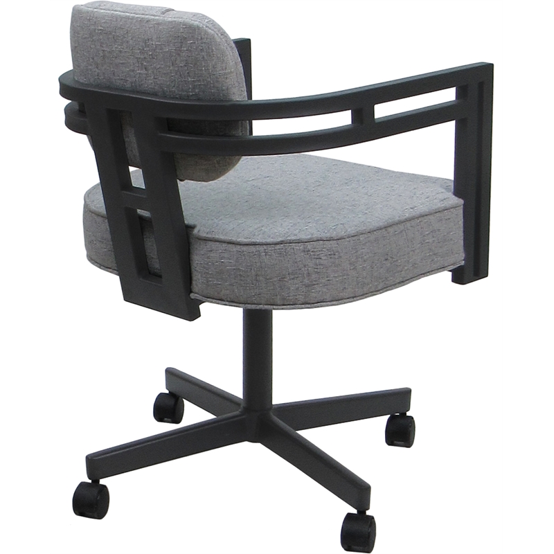 Swivel Metal Dining Caster Chair - Madir - Hemsath Slate Fabric - Gray Frame