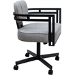 Swivel Metal Dining Caster Chair - Madir - Hemsath Slate Fabric - Gray Frame