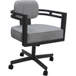 Swivel Metal Dining Caster Chair - Madir - Hemsath Slate Fabric - Gray Frame