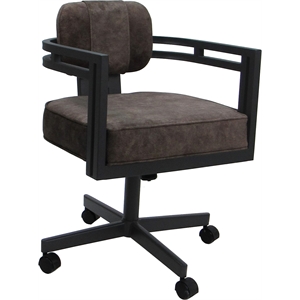 Swivel Metal Dining Caster Chair - Madir - Outlier Ash Fabric - Gray Frame
