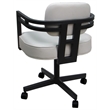 Swivel Metal Dining Caster Chair - Madir - White Vinyl - Gray Frame