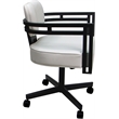 Swivel Metal Dining Caster Chair - Madir - White Vinyl - Gray Frame