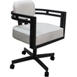Swivel Metal Dining Caster Chair - Madir - White Vinyl - Gray Frame