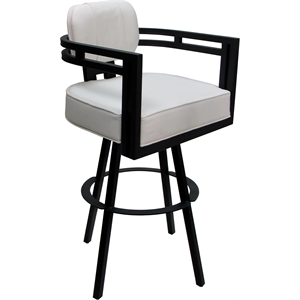 Extra Tall Swivel Metal Stool 34&quot Seat - Madir - White Vinyl - Black Frame