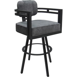 Extra Tall Swivel Metal Stool 34&quot Seat - Madir - Outlier Charcoal Fabric -Gray
