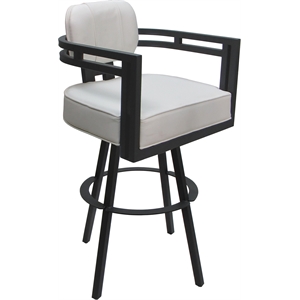 Extra Tall Swivel Metal Stool 34&quot Seat - Madir - White Vinyl - Gray Frame