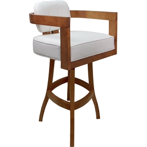 Swivel Wood Extra Tall Stool 34&quot Seat - Kadir - White Vinyl - Honey Frame