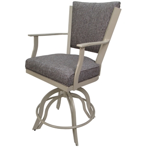 Swivel Tilt Metal Counter Stool 24&quot Seat - Montana - Mojave Gray Fabric -Beige