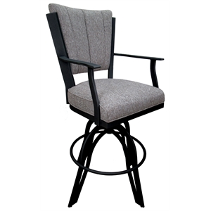Swivel Tilt Metal Counter Stool 24&quot Seat - Montana - Mojave Gray Fabric -Black