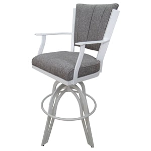 Swivel Tilt Metal Counter Stool 24&quot Seat - Montana - Mojave Gray Fabric -White