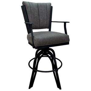 Swivel Tilt Metal Counter Stool 24&quot Seat - Montana - Charcoal Fabric - Black