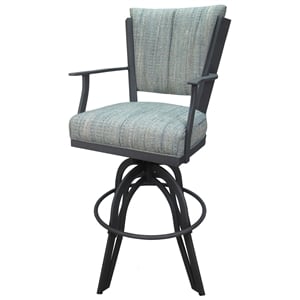 Swivel Tilt Metal Counter Stool 24&quot Seat - Montana - Watusi Aqua Fabric - Gray