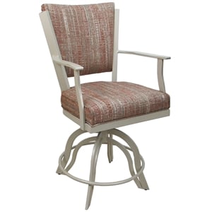 Swivel Tilt Metal Counter Stool 24&quot Seat - Montana - Madder Red Fabric - Beige