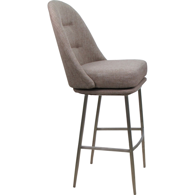 Swivel Return Extra Tall Stool - M-237 - Basin Beige Fabric - Stainless Steel