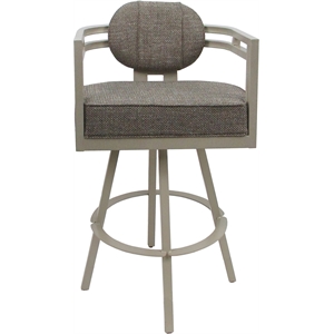 Swivel Metal Counter Stool 26&quot Seat - Madir - Plumley Cocoa Fabric - Beige