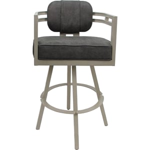 Swivel Metal Counter Stool 26&quot Seat - Madir - NW Elk Gray Fabric - Beige