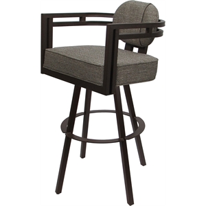 Swivel Metal Counter Stool 26&quot Seat - Madir - Plumley Cocoa Fabric - Brown
