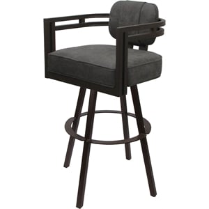 Swivel Metal Counter Stool 26&quot Seat - Madir- Northwest Elk Gray Fabric - Brown