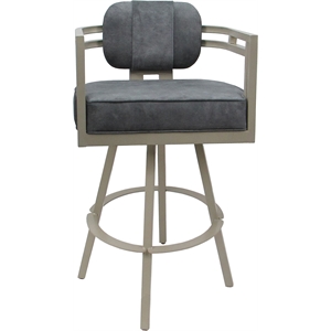 Swivel Metal Bar Stool 30&quot Seat - Madir - Outlier Charcoal Fabric - Beige Base