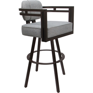 Swivel Metal Bar Stool 30&quot Seat - Madir - Hemsath Slate Fabric - Brown