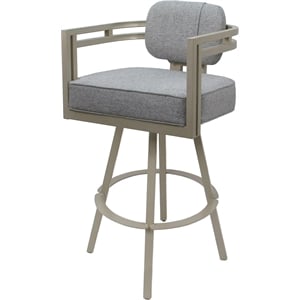 Swivel Metal Extra Tall Stool 34&quot Seat - Madir - Hemsath Slate Fabric - Beige