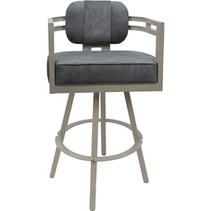 Swivel Metal Extra Tall Stool 34&quot Seat -Madir- Outlier Charcoal Fabric - Beige