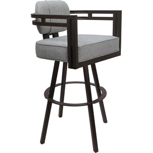 Swivel Metal Extra Tall Stool 34&quot Seat - Madir - Hemsath Slate Fabric - Brown