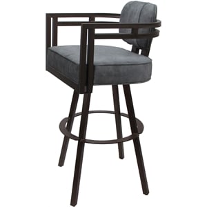 Swivel Metal Extra Tall Stool 34&quot Seat -Madir- Outlier Charcoal Fabric - Brown