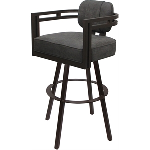 Swivel Metal Extra Tall Stool 34&quot Seat - Madir - NW Elk Gray Fabric - Brown