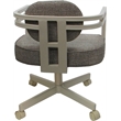 Swivel Metal Dining Caster Chair - Madir - Plumley Cocoa Fabric - Beige Frame