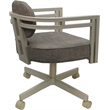 Swivel Metal Dining Caster Chair - Madir - Plumley Cocoa Fabric - Beige Frame