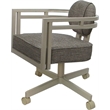 Swivel Metal Dining Caster Chair - Madir - Plumley Cocoa Fabric - Beige Frame