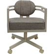 Swivel Metal Dining Caster Chair - Madir - Plumley Cocoa Fabric - Beige Frame