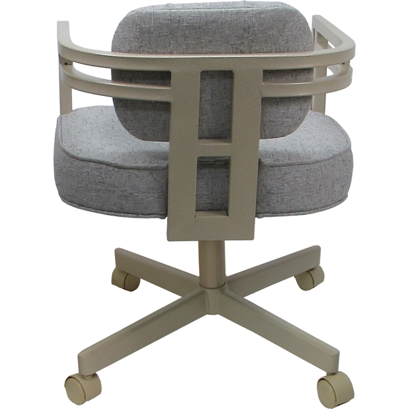 Swivel Metal Dining Caster Chair - Madir - Hemsath Slate Fabric - Beige Frame