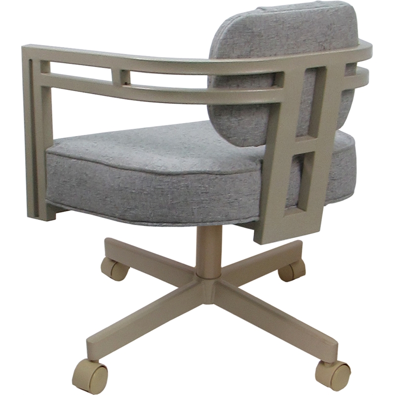 Swivel Metal Dining Caster Chair - Madir - Hemsath Slate Fabric - Beige Frame