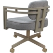 Swivel Metal Dining Caster Chair - Madir - Hemsath Slate Fabric - Beige Frame